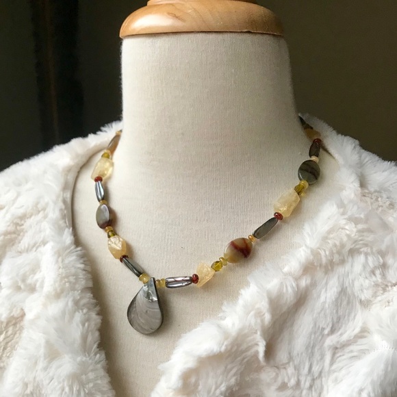 Jewelry - Natural abalone/quartz/hematite necklace